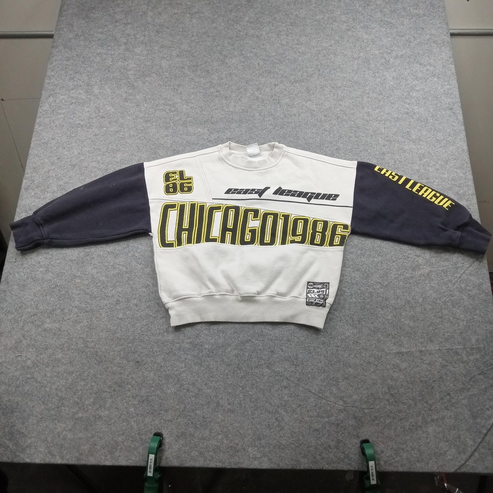 Zara Sweatshirt Youth 8-9 White Navy Chicago 1986 East League Crewneck‎ Graphic